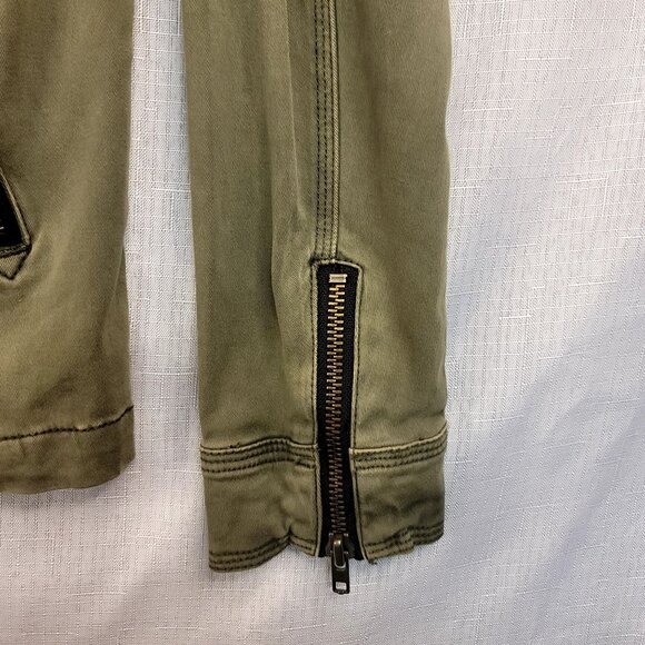 Michael Stars Small Olive Green Cotton Blend Military Shirt Jacket Zip Utility - Picture 8 of 13